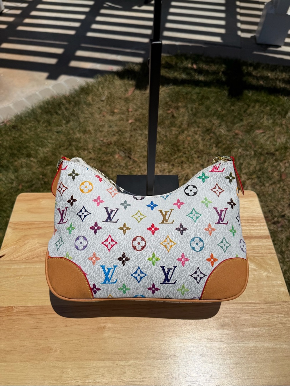 NEW LV Print Boulogne PM Multicolor Rainbow Monogram Empreinte Shoulder Bag - Picture 4 of 9